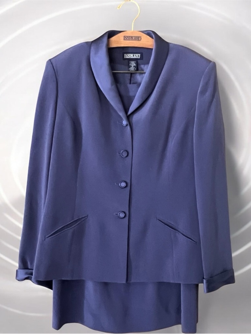 Lands' End Women's Deep Blue Shawl Collar Blazer